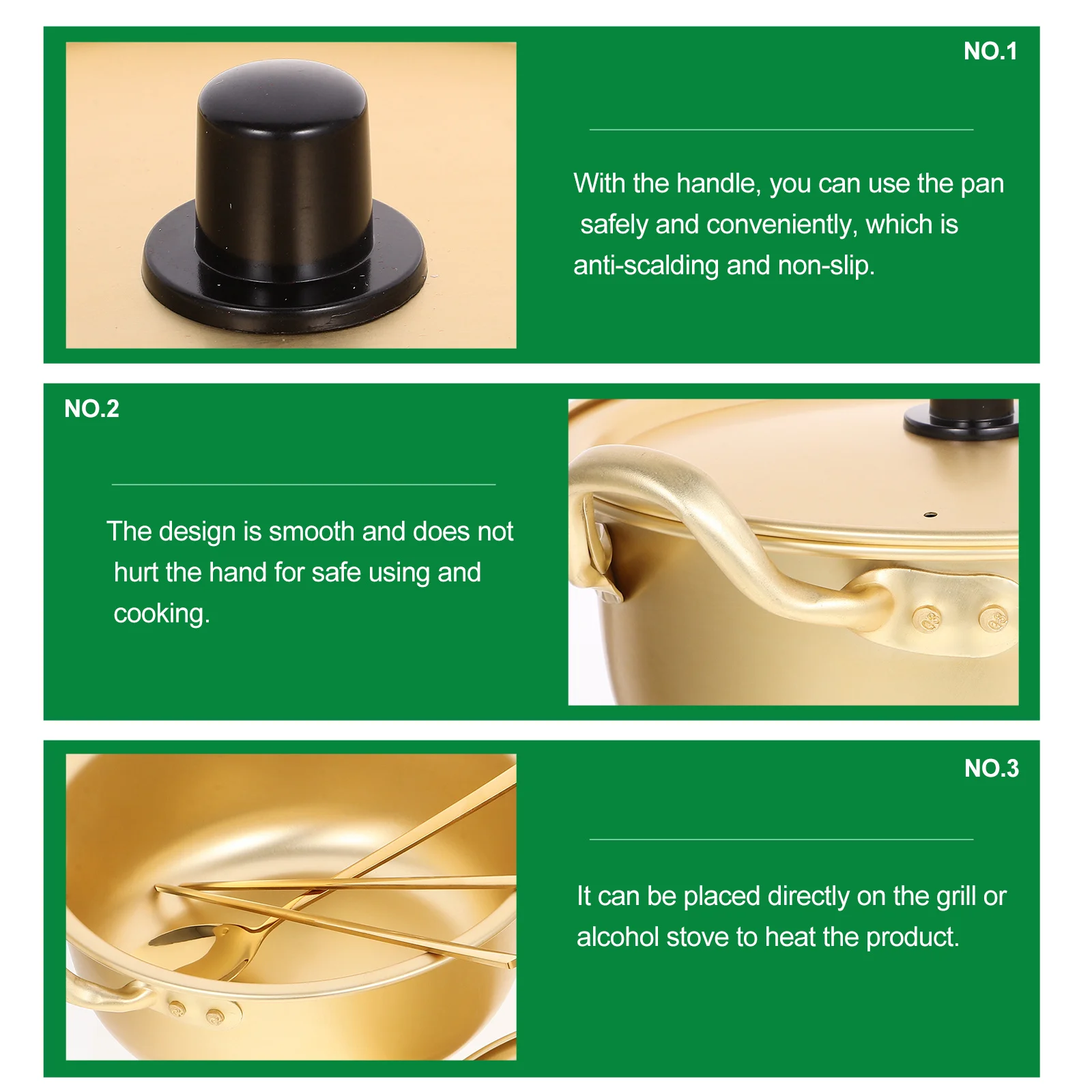 

1 set Korean Ramen Pot Set Aluminum Non Stick Noodle Cookware For Soup Seafood Hot Pot Double Handle Household Cooking Utensil