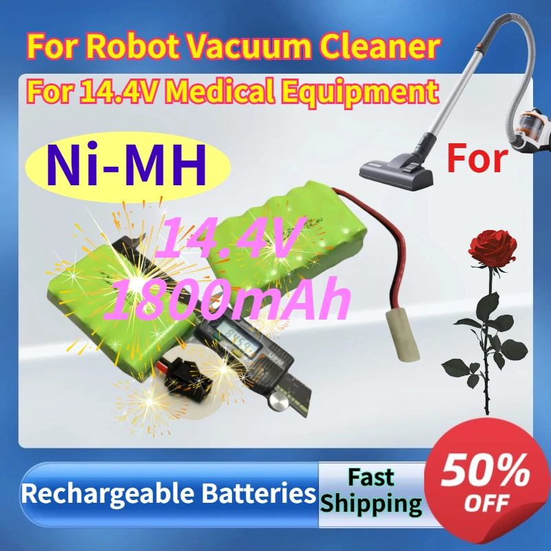 

High Quality Rechargeable 14.4V 1800mAh Ni-MH Battery for Robot Vacuum Cleaner Battery for 14.4V Medical Equipment Batteries