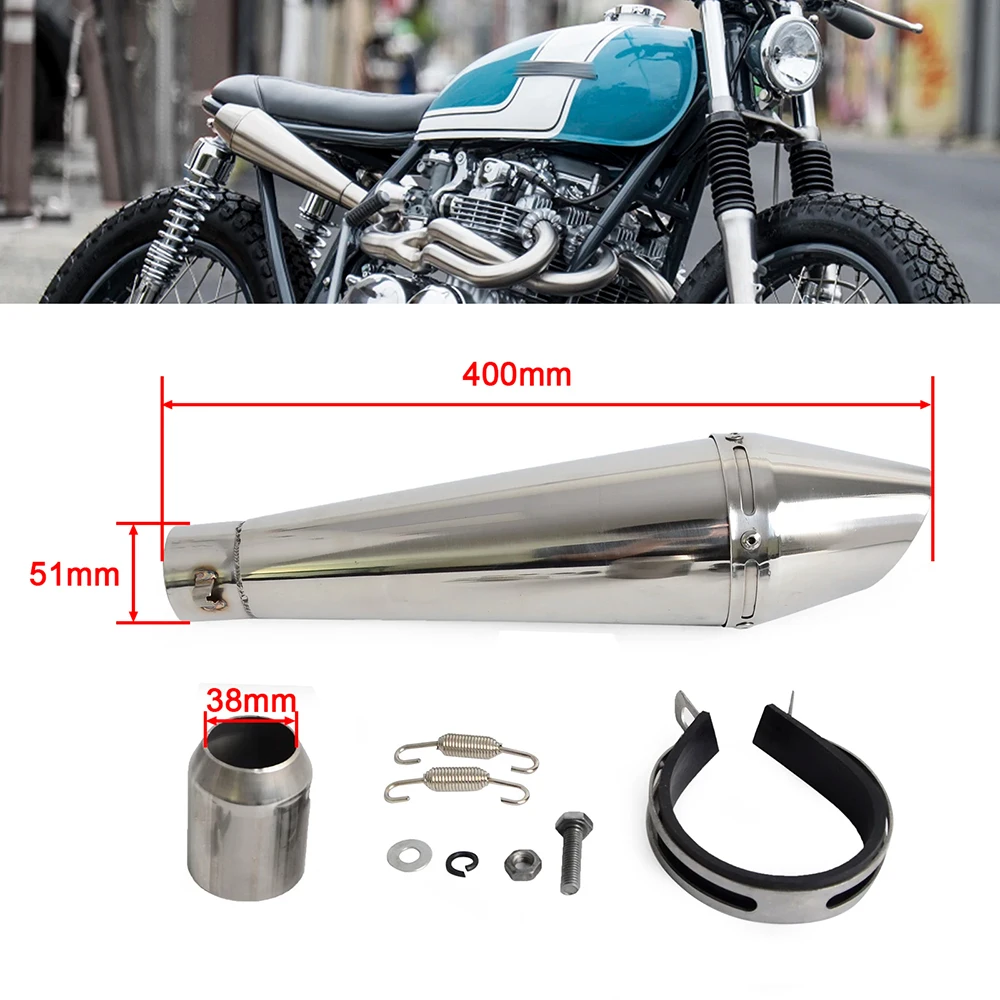 

Motorcycle GP Exhaust Mufflers w/DB Killer Street Bike Scrambler Cafe Racer Exhaust Pipe Staineless Steel Universal 125-1000cc