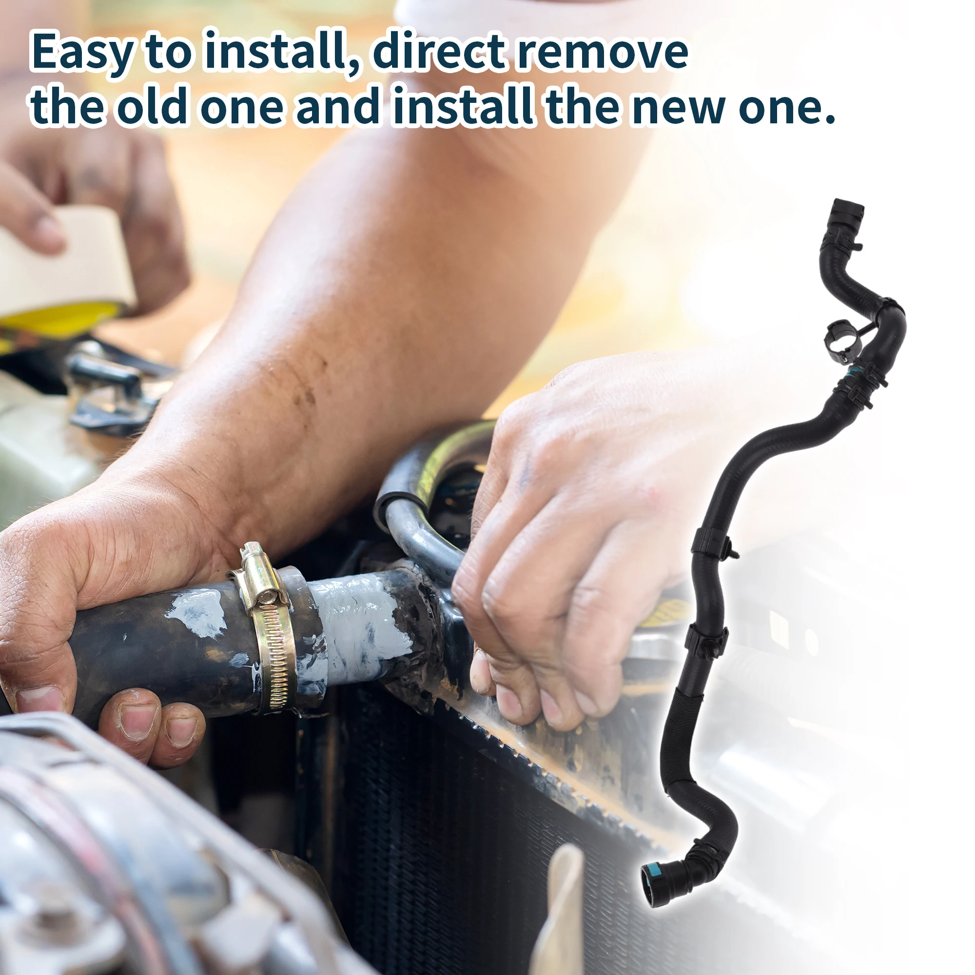 UXCELL Radiator Hose Heater Hose No.LR123077 for Land Rover for Range Rover 2018-2023 Rubber Iron Cooling Liquid Pipe Black