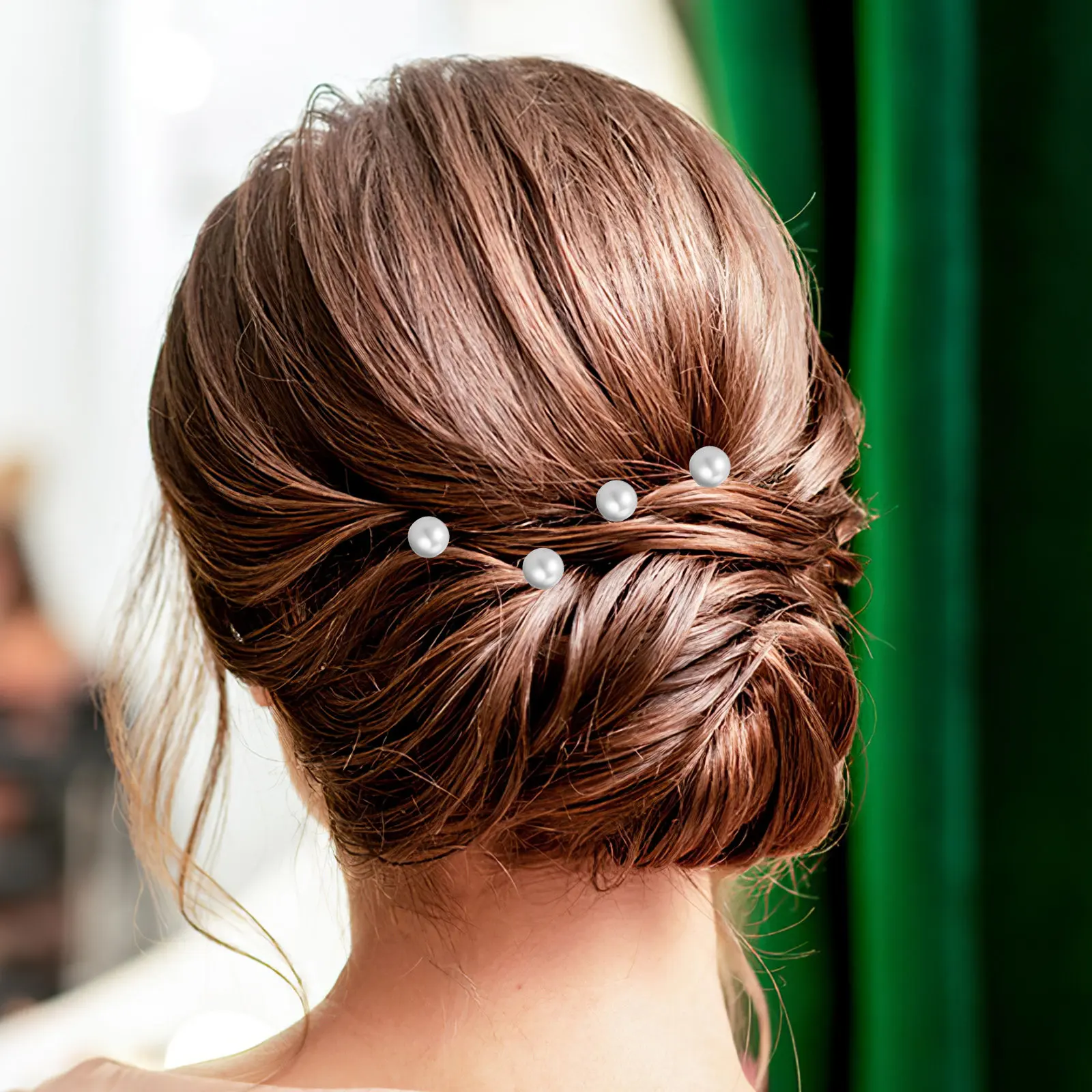

40Pcs Hair Forks Updo Bun Tools Bridal Wedding Hairpins Women Hair Accessories Rhinestone Pearl Decorated Styling
