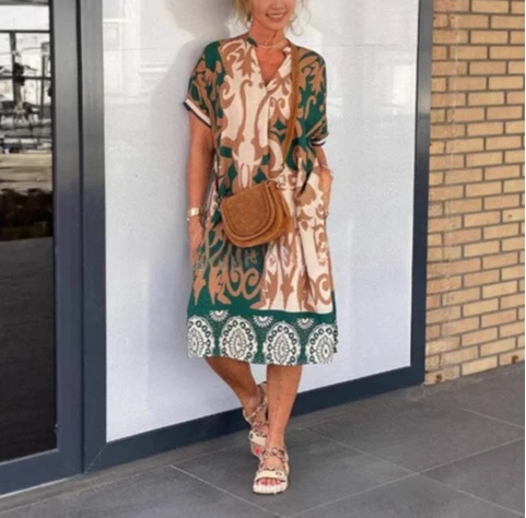 Boho Long Dress Elegant Women Summer 2025 Vneck Casual Floral Drawstring V-Neck Loose Holiday Beach Dresses Party Vestidos