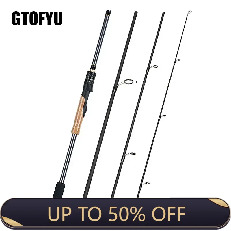 1.98m 2.1m Lure Rod Travel Fishing Rod 4 Section 100% Hight Carbon 4-25g Power Spinning Casting Rod Ultra-Short Portable