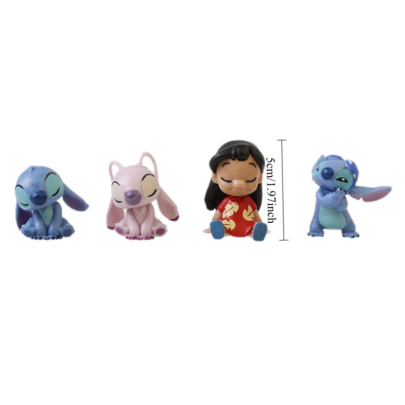 Stitch Anime Figure Cake Decor Desktop Ornament Lilo&Stitch Angel PVC Model Toy Doll Party Supplies Gift  8pcs/set