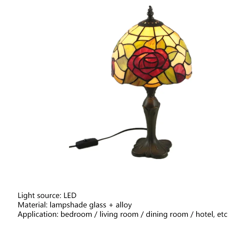 SOFEINA Tiffany Table Lamp LED Creative Modern Flowers Glass Bedside Desk Light Decor For Home Living Room Hotel Bedroom
