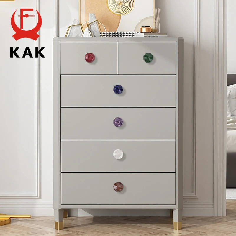 KAK 35mm Colorful Ceramic Cabinet Knobs and Handles Ruby Diamond Kitchen Handle Drawer Knobs for Kids Room Furniture Hardware