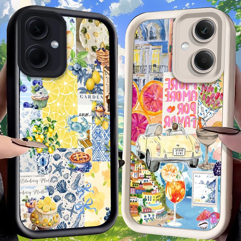 

Чехол Lemon Cocktail для Xiaomi Redmi Note 14 13 12 Turbo 11S 4G 11 10 Pro Plus 9 14C 13C 12C 9C A2 A1, силиконовая задняя крышка Funda