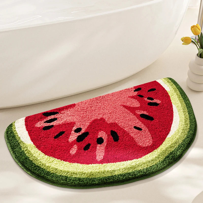 Tufting Fruit Bathroom Mat Colorful Soft Watermelon Kiwi Lemon Carpet Bedroom Rug Floor Pad Doormat Aesthetic Home Decor 45x80cm