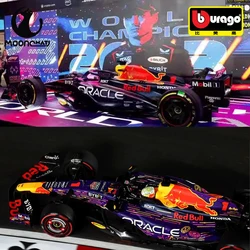 New Bburago 1:43 F1 RB19 Las Vegas GP Helmet Dust Cover Red Bull Racing RB19 #1 Max Verstappen #11 Sergio Perez  Formula Racing