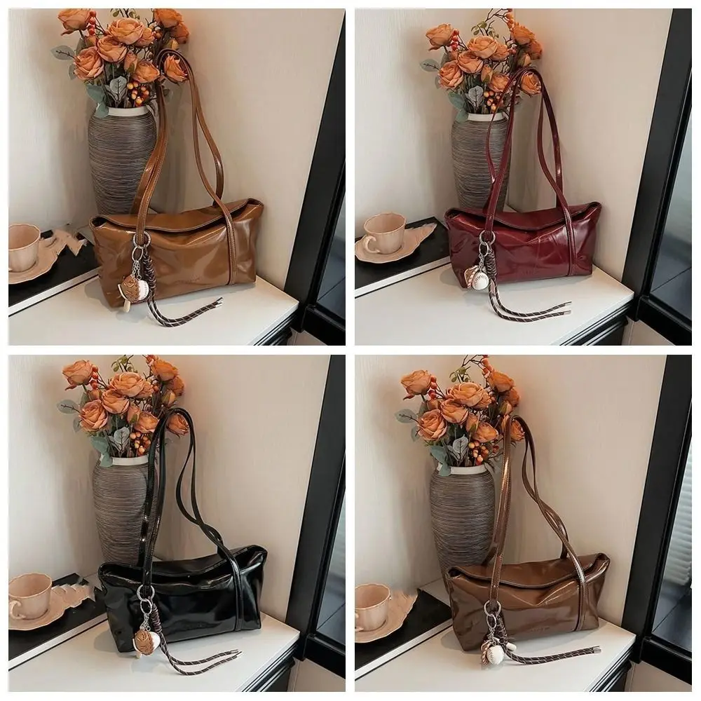 الكورية نمط بوسطن وسادة حقيبة بلون الأقلية تصميم الرجعية حقيبة تحت الإبط مع قلادة التنقل بو زلابية حقيبة المرأة #3