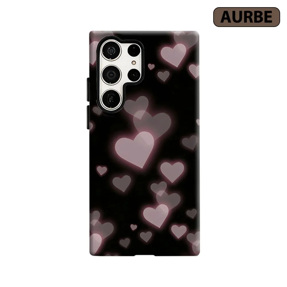 Glowing Pink Hearts Phone Case For Samsung Galaxy S26 S25 S24 S23 Ultra Plus HD Hard Double Layer Film Cover