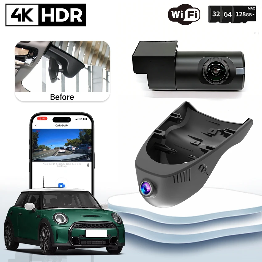 

НОВЫЙ 4K 2160P WIFI видеорегистратор для BMW MINI JCW COUNTRYMAN Clubman F54 Hatch F5 Cooper F56 Clubman 2018-2023 с ночным видением