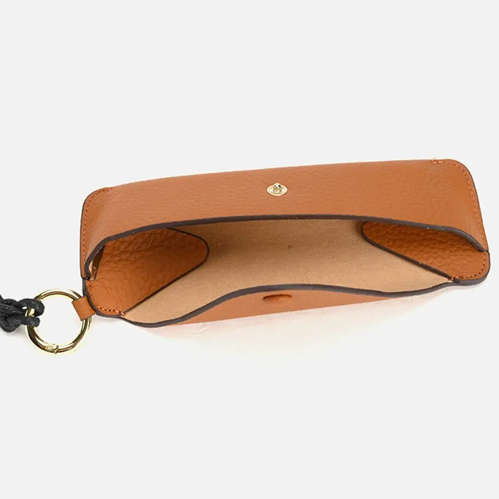 Portable Genuine Leather Glasses Case Handmade Cowhide Leather Glasses Storage Box with Lanyard Retro Sun Glasses Spectacle Case