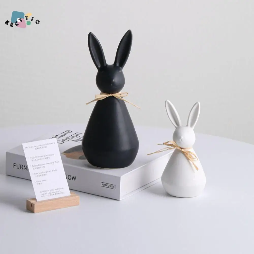 

Desktop Ornament Ceramic Rabbit Figurine Cartoon Cute Animal Sculpture Creative Handicraft Bunny Statue New Year