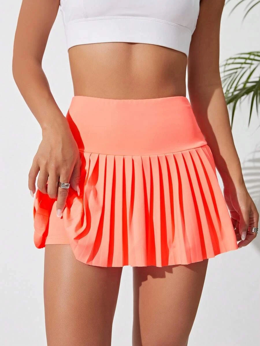 Women's Fashion Stretchy Sporty Pleated Gradient Wide Waist High Waist Pleated Skirt