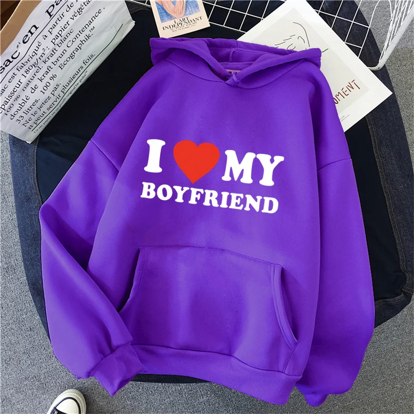 

I LOVE MY BOYFRIEND Women Y2K Girl Graphic Printed Women Hoodies Sweatshirt Men Hoodie Unisex Hip Hop clothes Hooded Streetwear