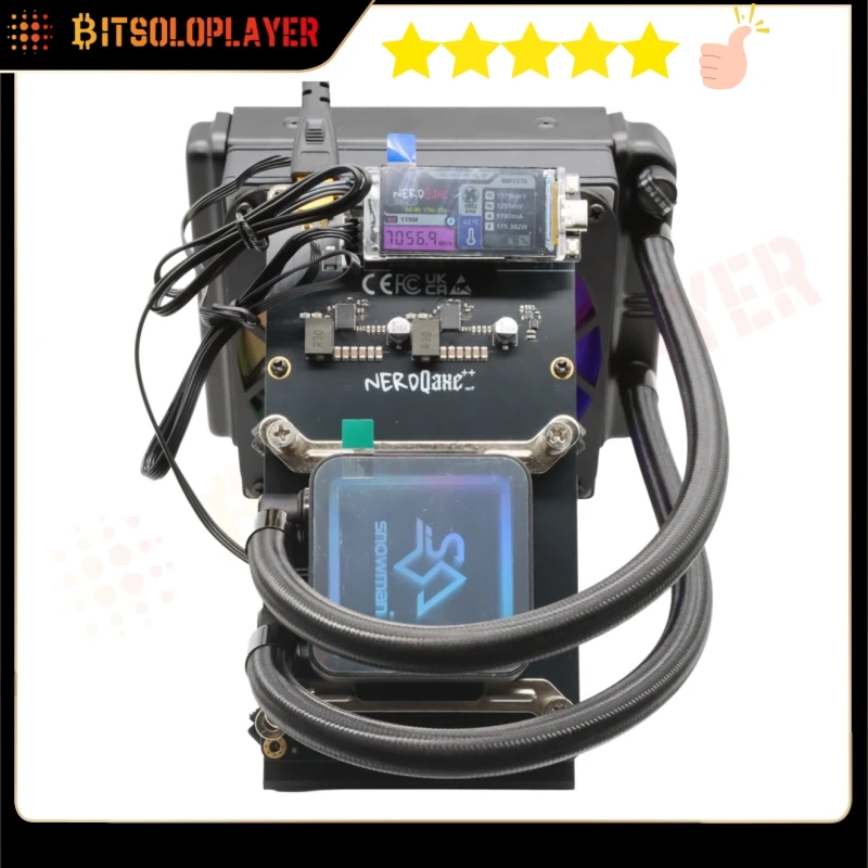 New NerdQaxe++ Hydro Rev7 7TH/s 115W 3.5-inch Screen BTC Mining Machine BM1370 Chip Sha-256 Algorithm and Power Supply