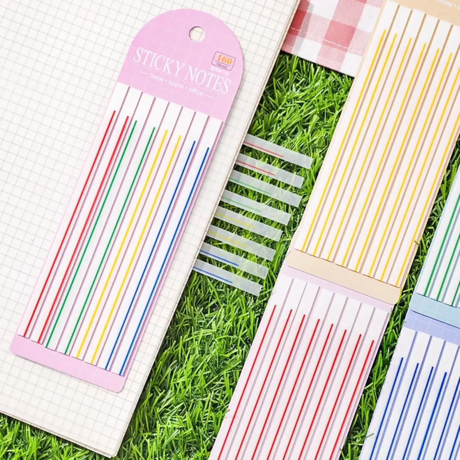 160pcs/pack Ultra Fine Strip Stickers Office School Supplies Marking Line Sticky Notes Transparent PET Materials N Times Sticker
