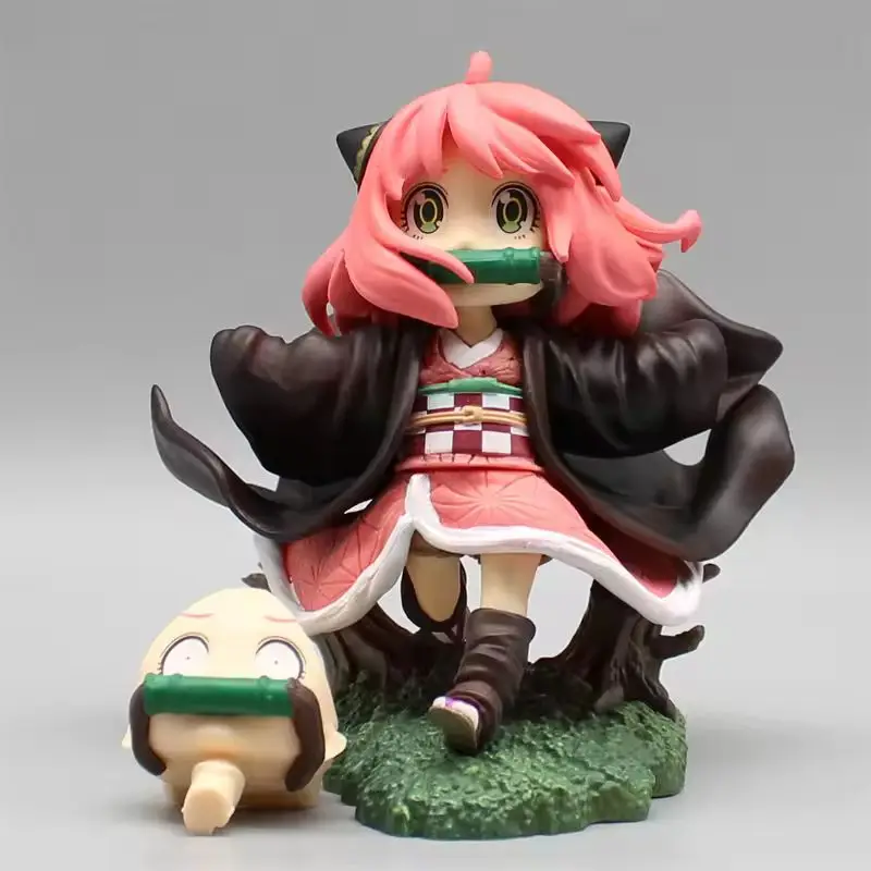 

Anime Kawaii Anya Forger Figuras De AçãO EspiãO × FamíLia Estatueta SéRie Anya Cos Nezuko Figura Q VersãO Pvc Coletar DecoraçãO