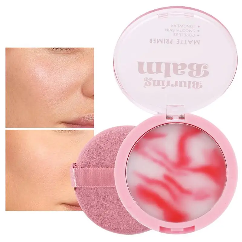 1pcs Setting Powder Balm Waterproof Matte Press Paste Cream with Puff Velvety Face Lasting Moisturize Oil Control Fixing Makeup