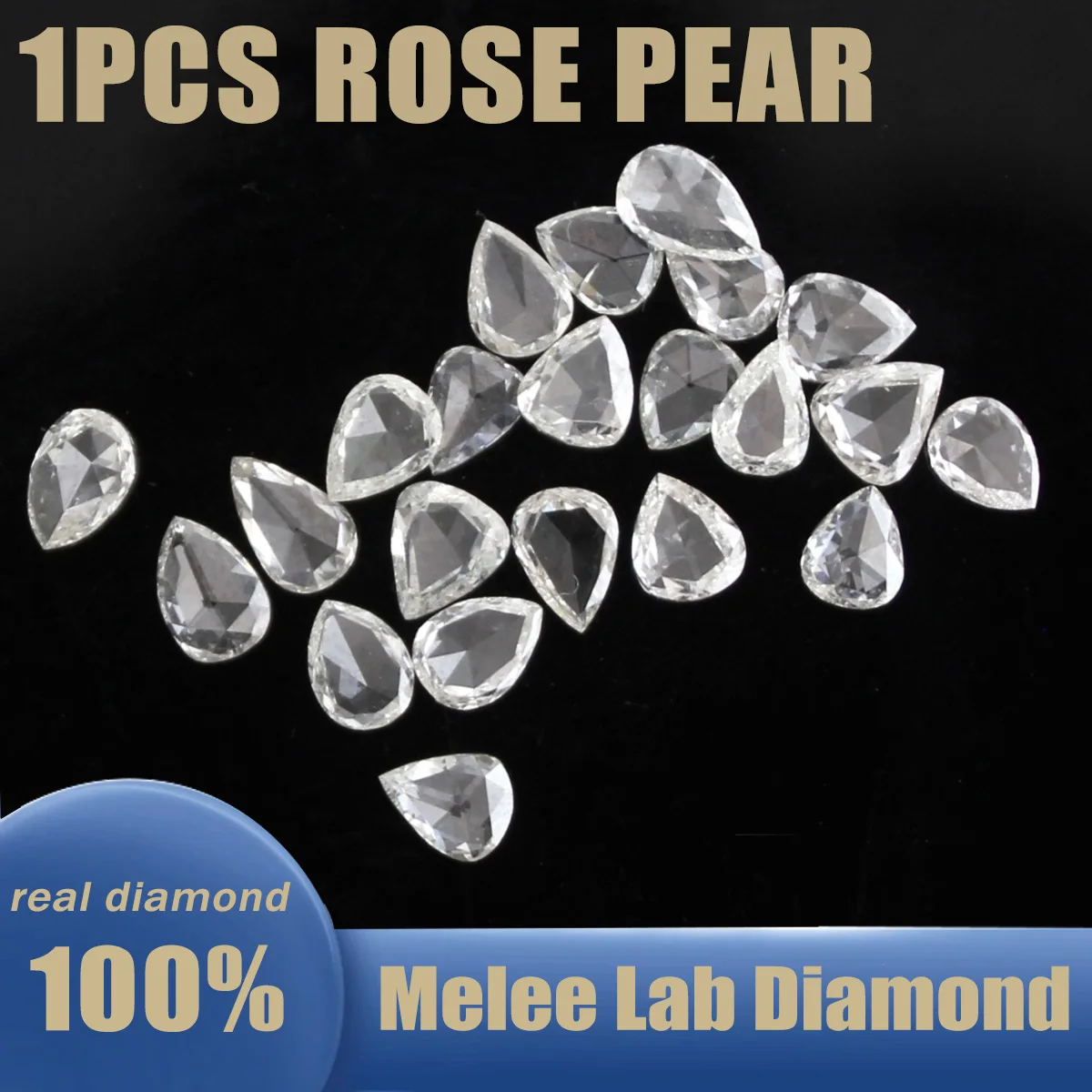 Rose Pear Small Lab Diamond DEF Color VS/VVS Clarity Loose Stone Different Sizes Lab Melee Diamond for Jewelry Making