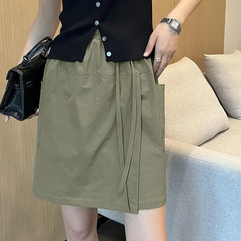 Irregular Drawstring Plus Size High Street Shorts Skirts New Loose All-match Casual A-line Shorts Vintage Fashion Women Clothing