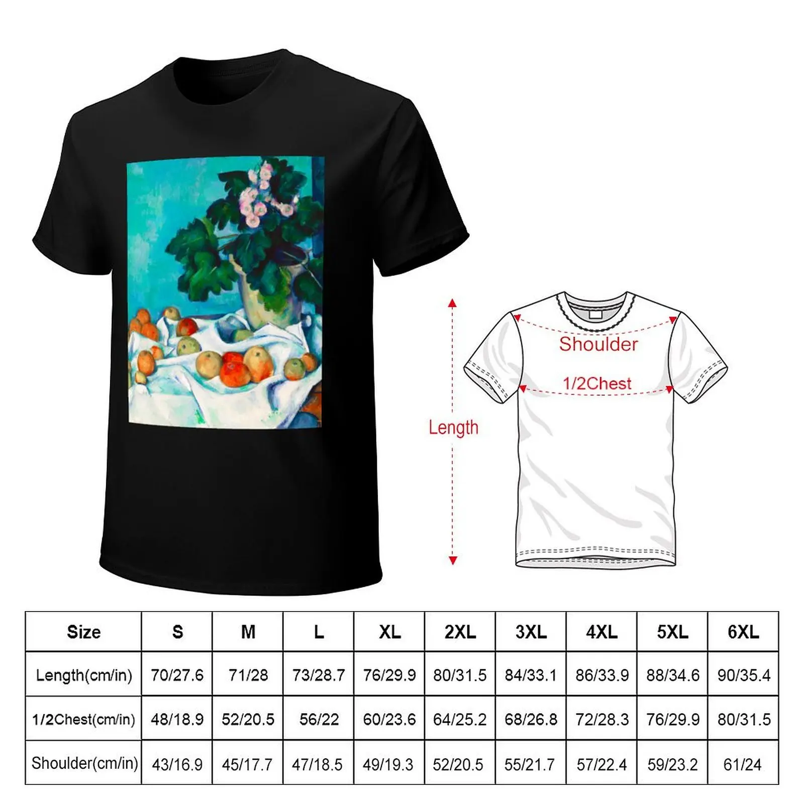 HD PAUL CEZANNE - Still Life with Apples and a Pot of Primroses T-Shirt Moisture Wicking Quick Dry Tee