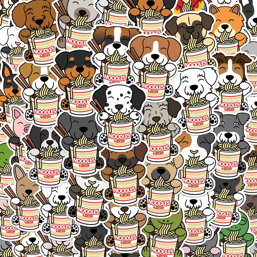 

10/30/51pcs Cute Animals Eating Instant Noodles Stickers Funny Creative Decals DIY Fridge Luggage Phone Cartoon Sticker Kids Toy