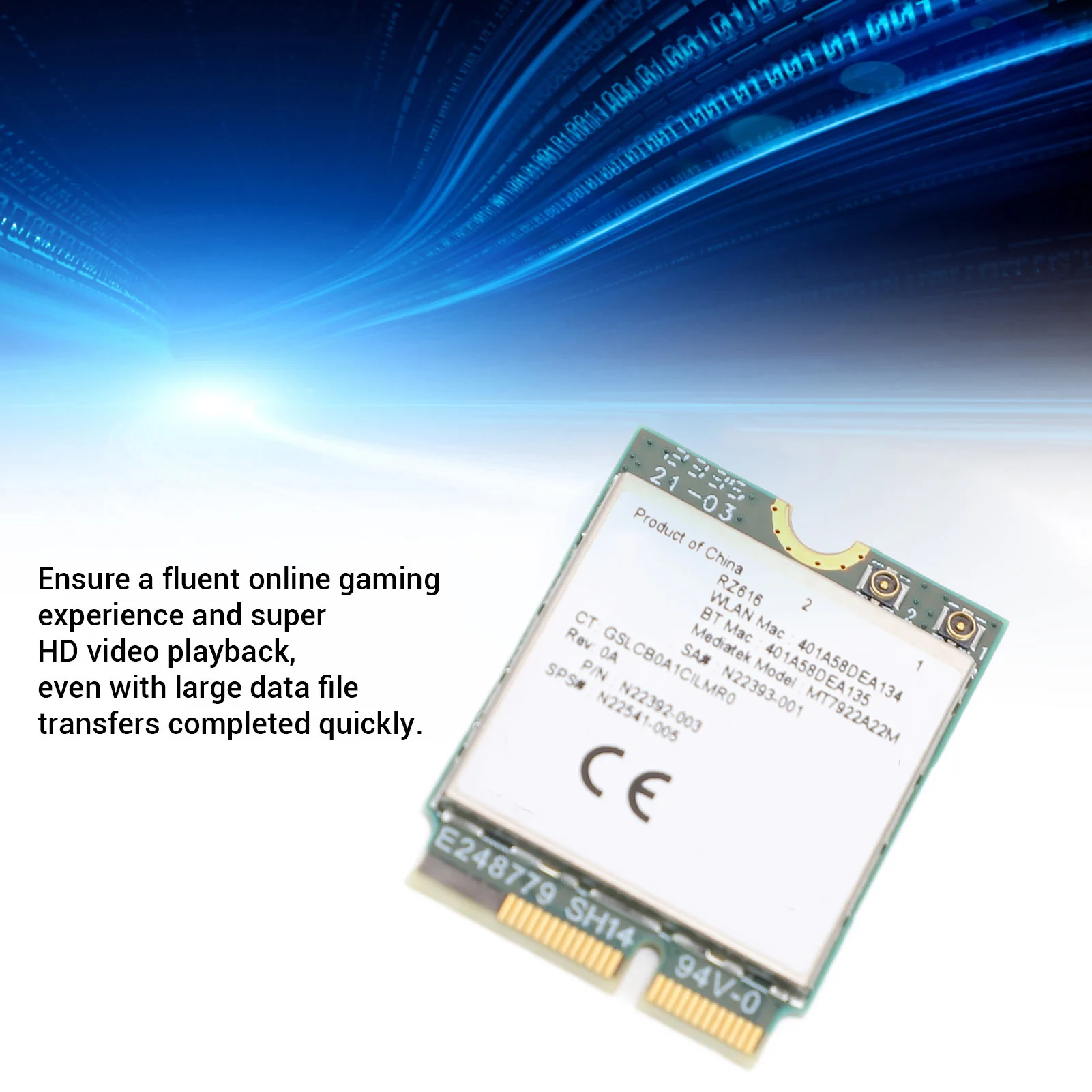 RZ616 MT7922A22M M.2 WiFi6E Wireless Card Module Adapter 5374Mbps Bluetooth 5.2 Tri Band for Wins 10 11