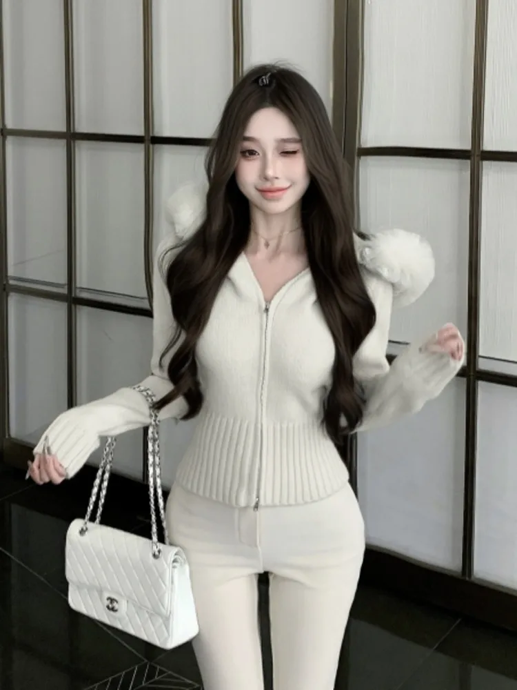 autumn winter clothes women 2024 cashmere cardigan women\'s sweater zipper outerwears high street jacket y2k tops
