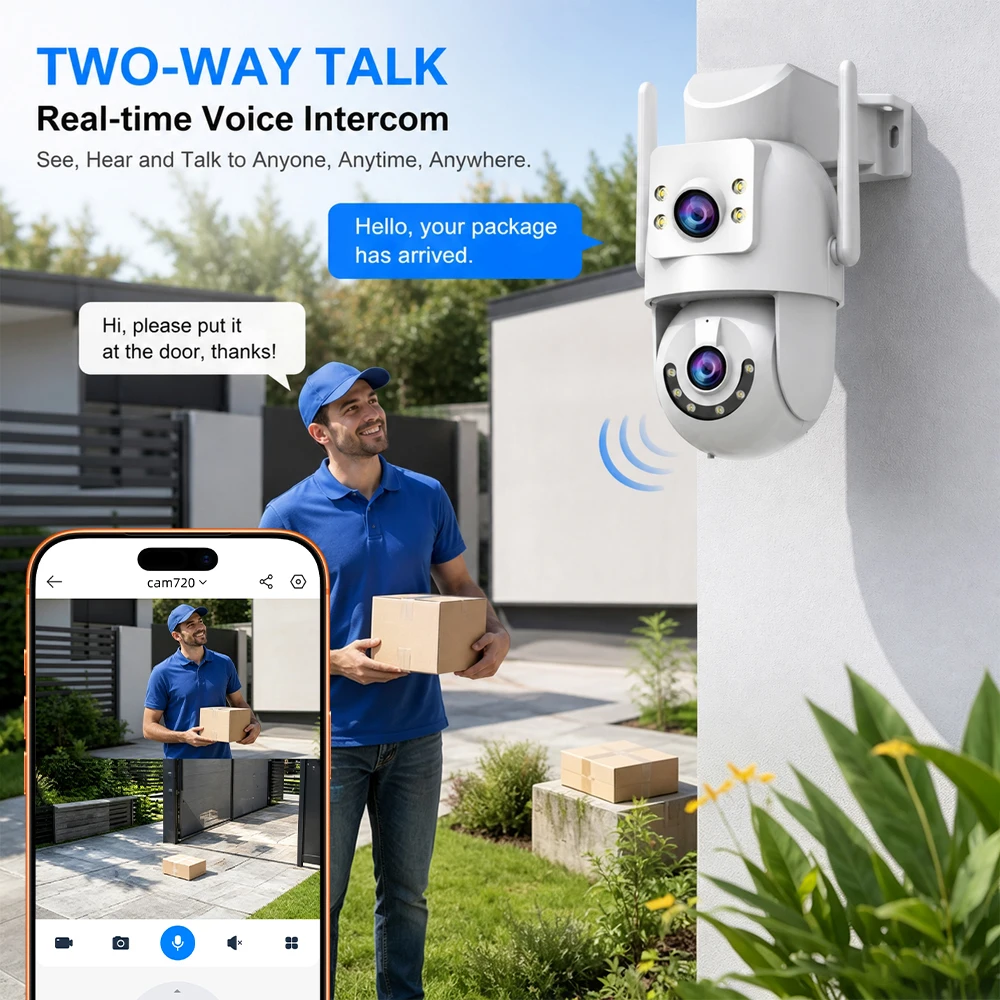 Jooan 8MP HD 5G Wifi IP Camera Outdoor Dual Lens Security IP Cameras 5X Zoom AI Tracking Two Way Audio CCTV Surveillance Camera