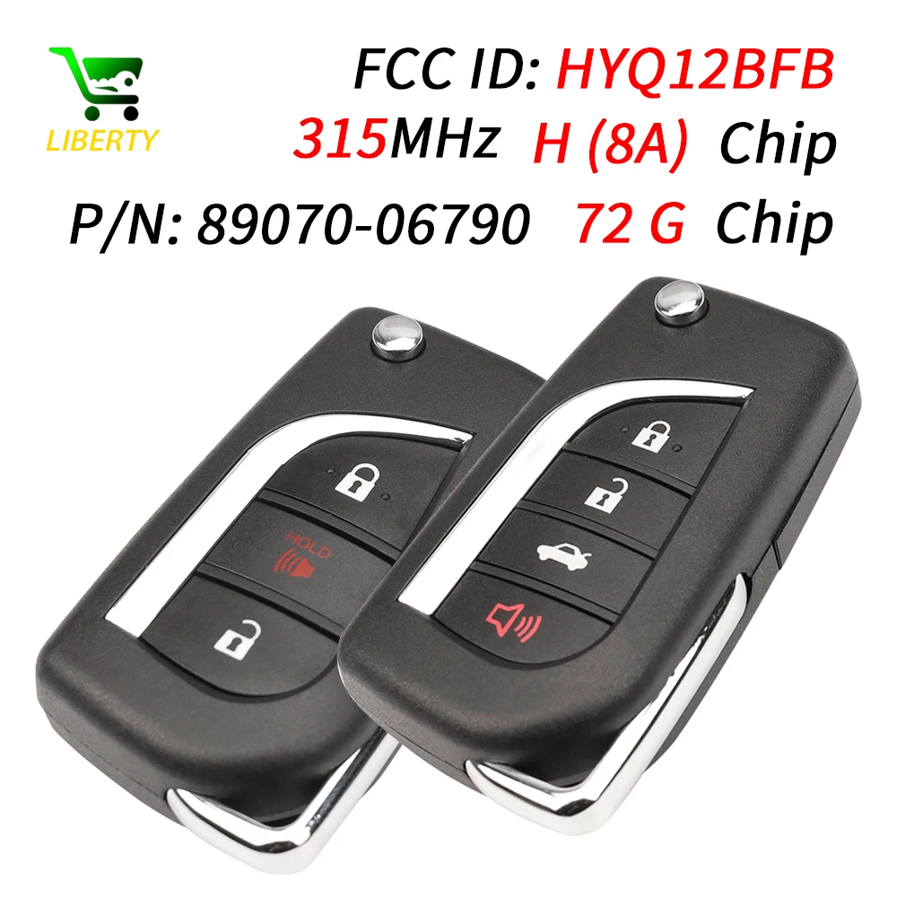 

Liberty HYQ12BFB 315 МГц H (8A)/72 г Замена чипа для Toyota Camry 2018 2019 P/N: 89070-06790 Флип-брелок с дистанционным управлением, лезвие TOY48