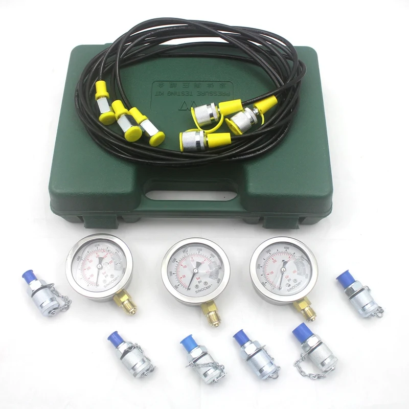 DPGKITS Hydraulic Pressure Gauge Kit w/6 Test Couplings 3 Pressure Gauges 3 Test Hose 25Mpa/40Mpa/60Mpa Hydraulic Pressure Gauge