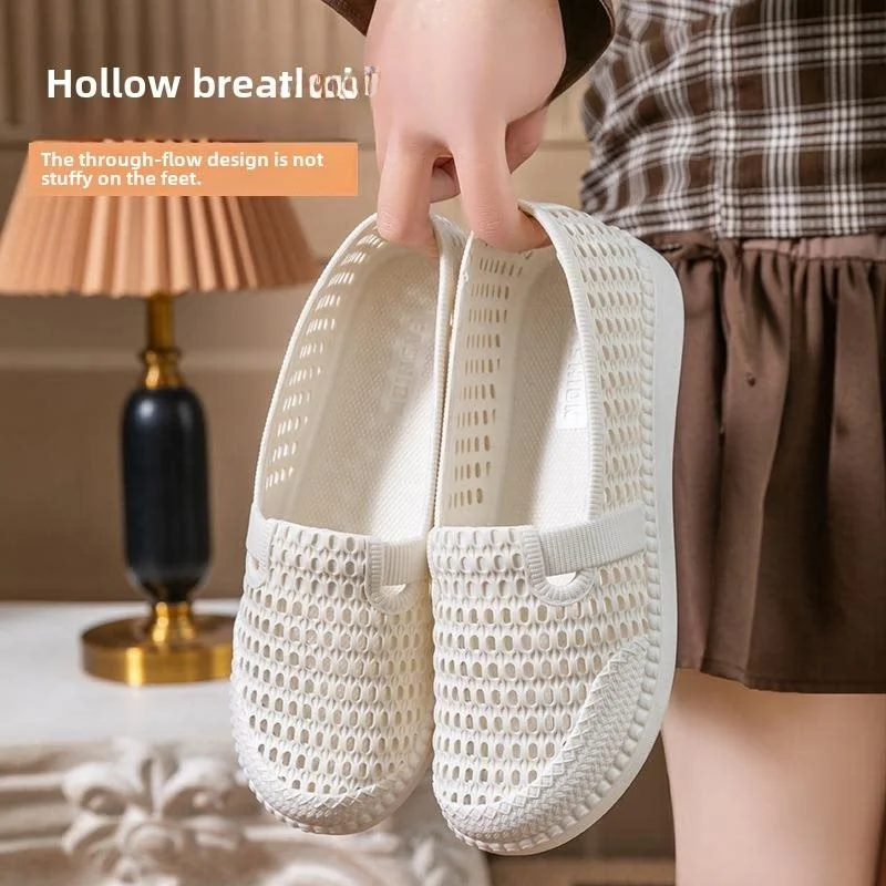 Summer Women's Hollow out Plastic White Sandals Anti-Slip Flat Bottom Comfortable Nurse Shoes Maternity Mom Shoes Slip-On view 3