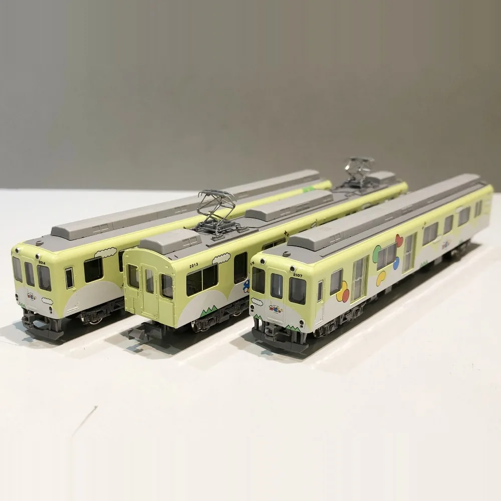 N-scale 1/160 Train Model - Kintetsu 2013 Series Sightseeing Train Set Yellow-Green Three Cars 50798 Train Set Boys' Toy Gift