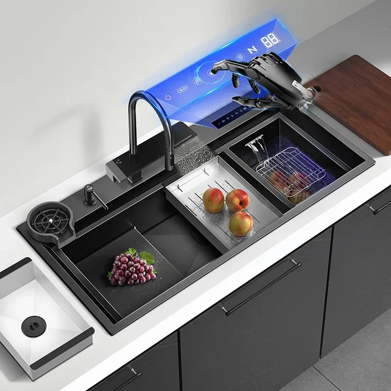 Waterfall sink, waterfall outlet, large sink, water catalyst, fruit and vegetable purifier, stainless steel ladder vegetable was