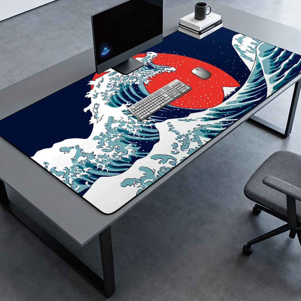 Red Mousepad Desk Accessories Gaming 140x60cm Smooth Stain Resistant Premium Workspace Giant Study Brown Silver Desk Mat