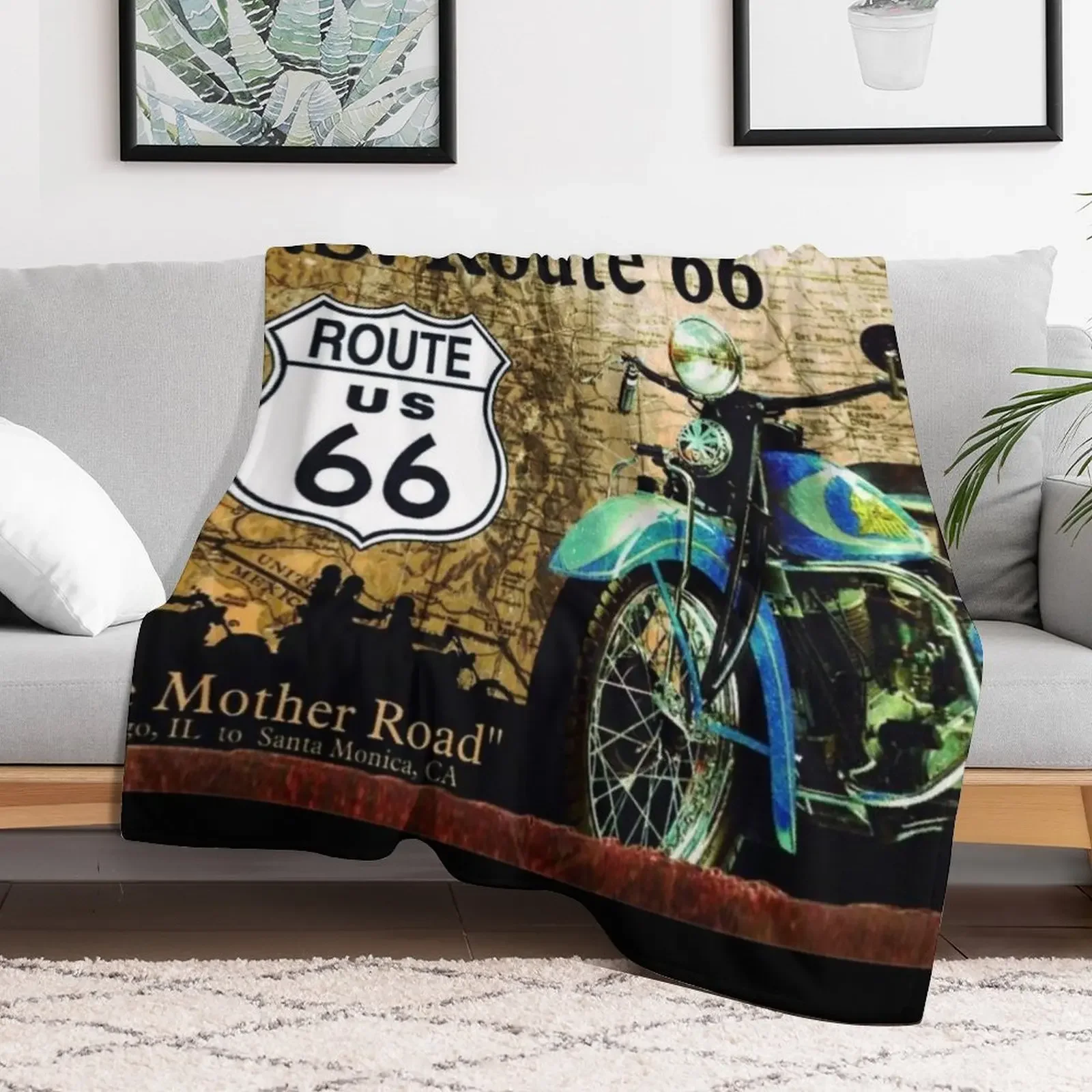 U.S ROUTE 66 Throw Blanket Portable Lightweight Blanket for Travel Camping