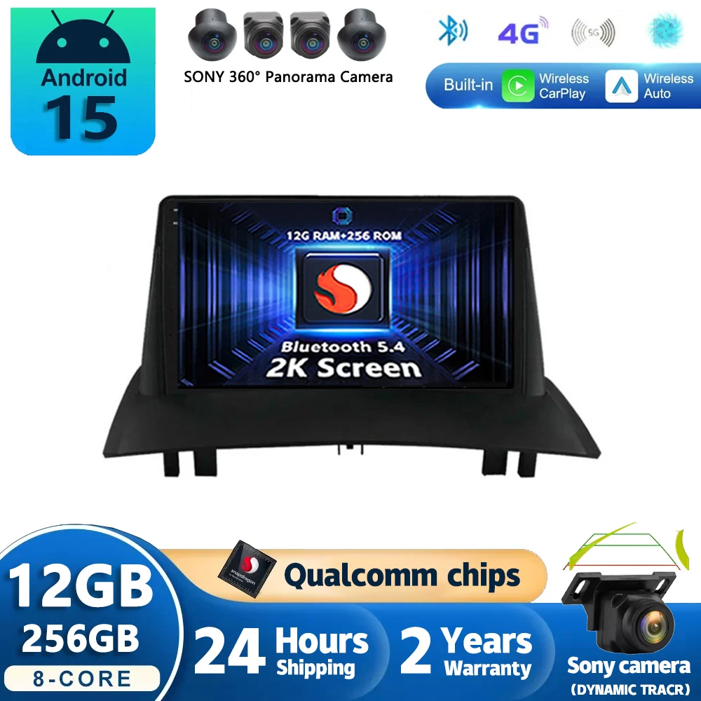 Android15 Carplay Car Radio For Renault Megane 2 2002 2003 2004 2005 - 2009 Navigation GPS Multimedia Player WiFi Stereo Auto BT