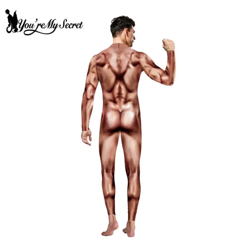 [أنت سري] أزياء الهالوين التأثيرية للبالغين بدلة العضلات المطبوعة ثلاثية الأبعاد للبطل الخارق كرنفال لعب الأدوار المرحلة