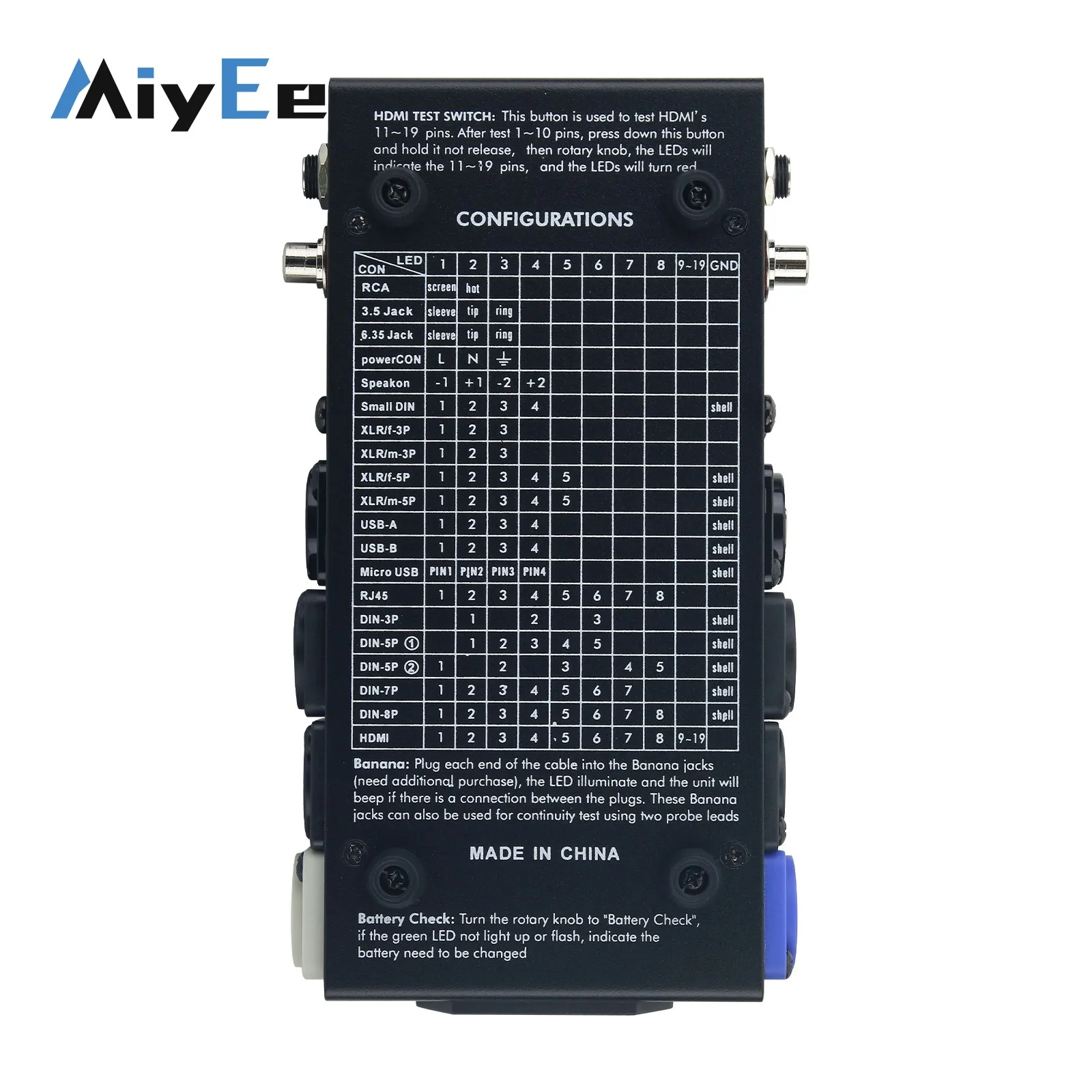 CT-20 Audio Cable Tester RJ45 Cable Tester (Measures 20 Types) for HDMI-compatible PowerCON Speakon