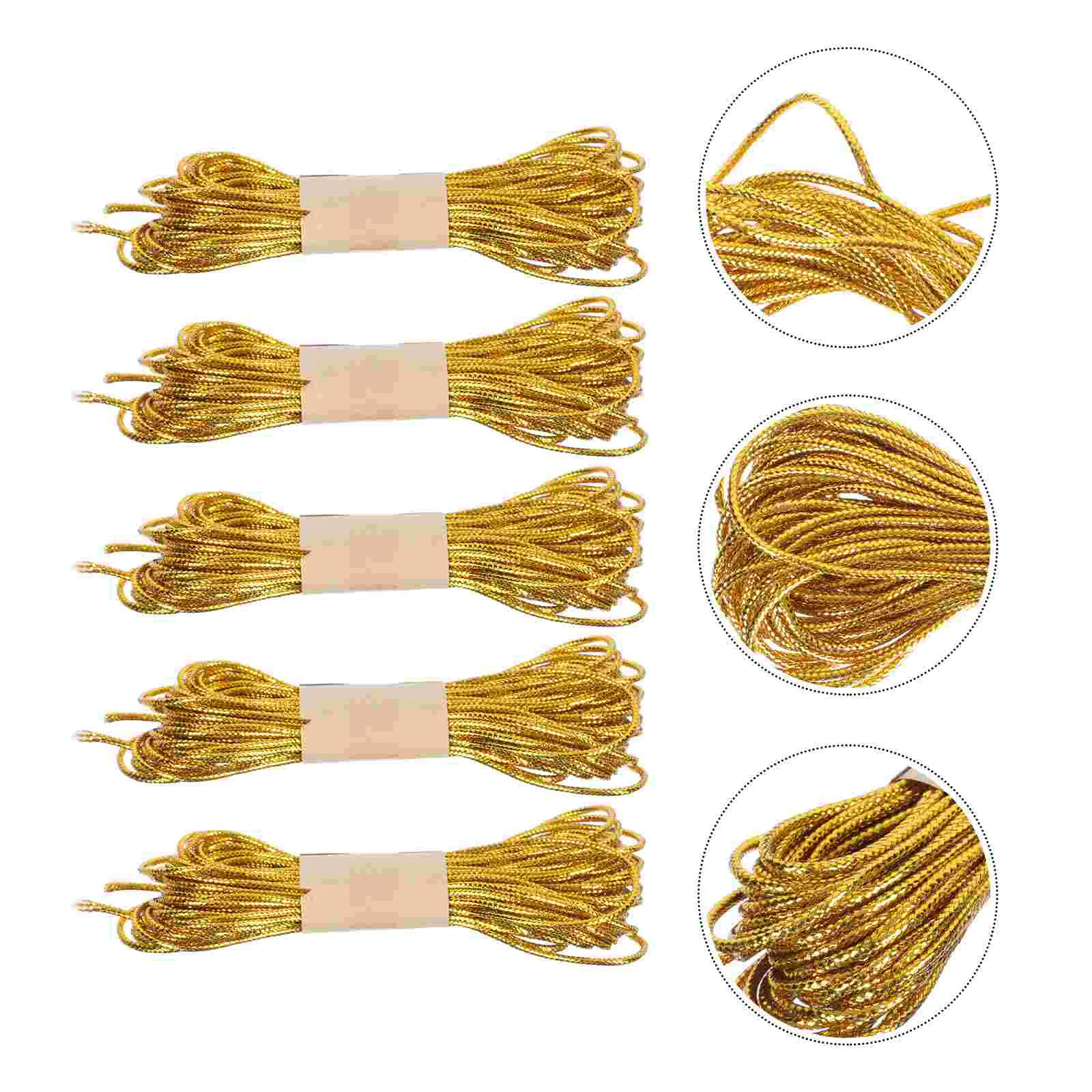 5 Bundles Gold Rope Food Bag Binding Straps Lollipop Tie Wires Pastry Sealing Ropes Bread Kraft Paper Candy Present