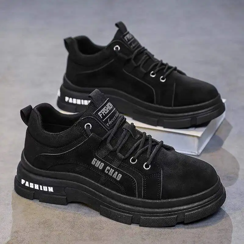 Autumn men's new breathable construction site work safety shoes men's versatile thick sole anti slip casual dad trendy shoes