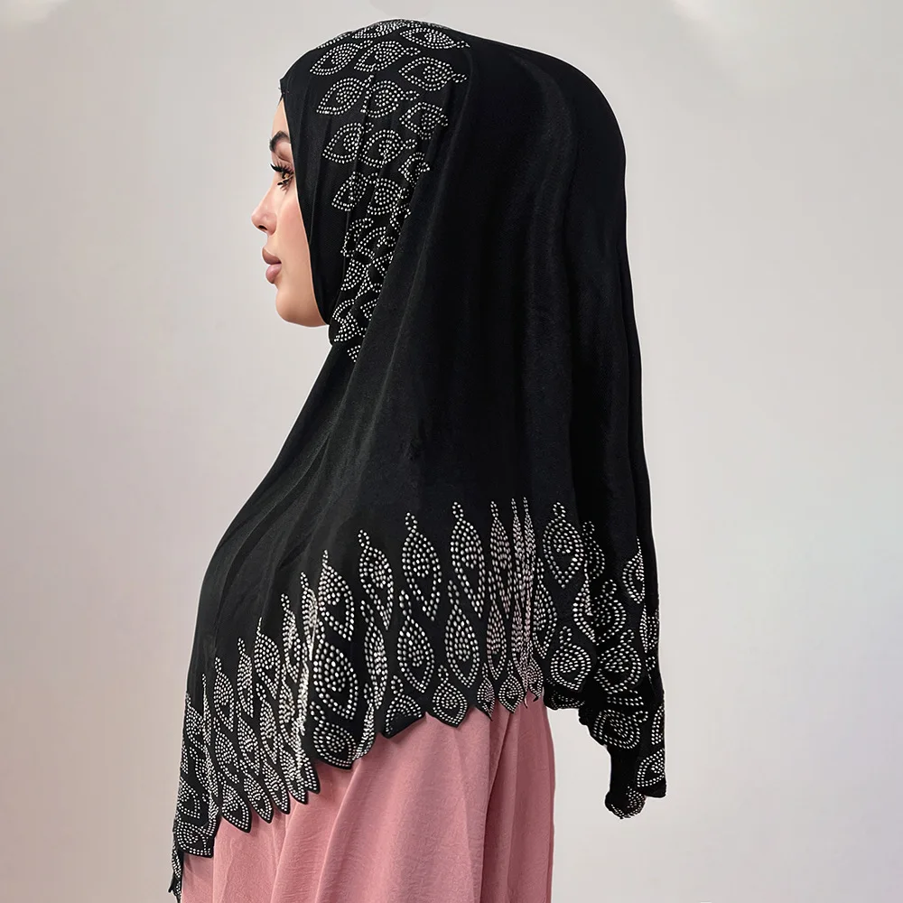 Muslimische Frauen Jersey Hijab Instant Schal Diamanten Amira Turban Pull On Kopftuch Ramadan Islamische Gebet Hijabs Schals Wrap Niqab