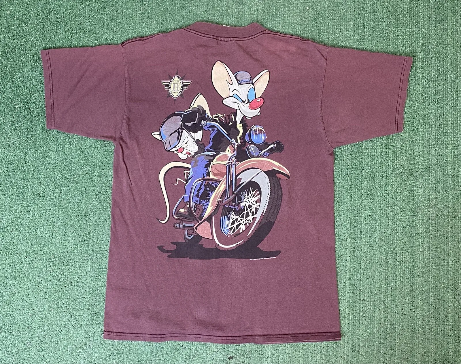 Vintage 1995 Pinky and The Brain Shirt Size Large Bikers For World Domination
