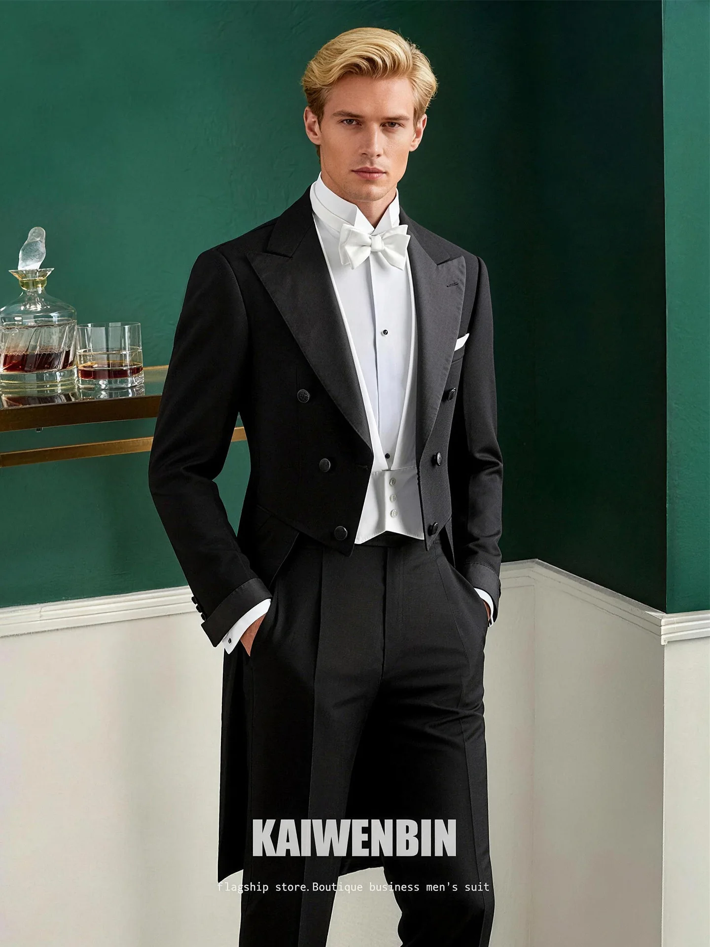 Tailcoat  White Tie  Men's Wool Pure Formal Suit for Banquet Concert Wedding Evening Dress Custom Made To Measure Black