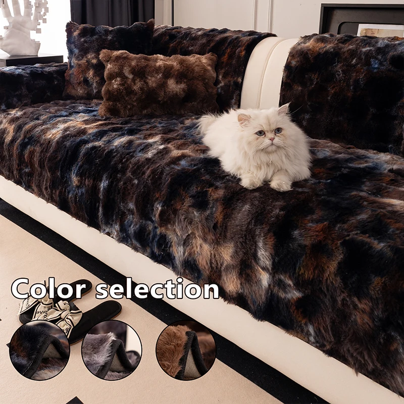 1pc Luxury Plush Sofa Cover - Winter Warm Plush Sofa Cover, Pet-Friendly, Soft Fabric, Machine Washable, Suitable for all sofas and outdoor sofas, 1-seater, 2-seater, 3-seater, 4-seater, and with armrests and backrests