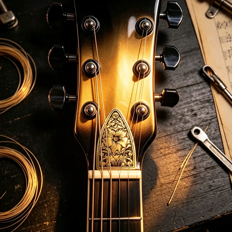 Decorative Truss Rod Cover — Intricately Carved Garden Motif — Guitar Nameplate
