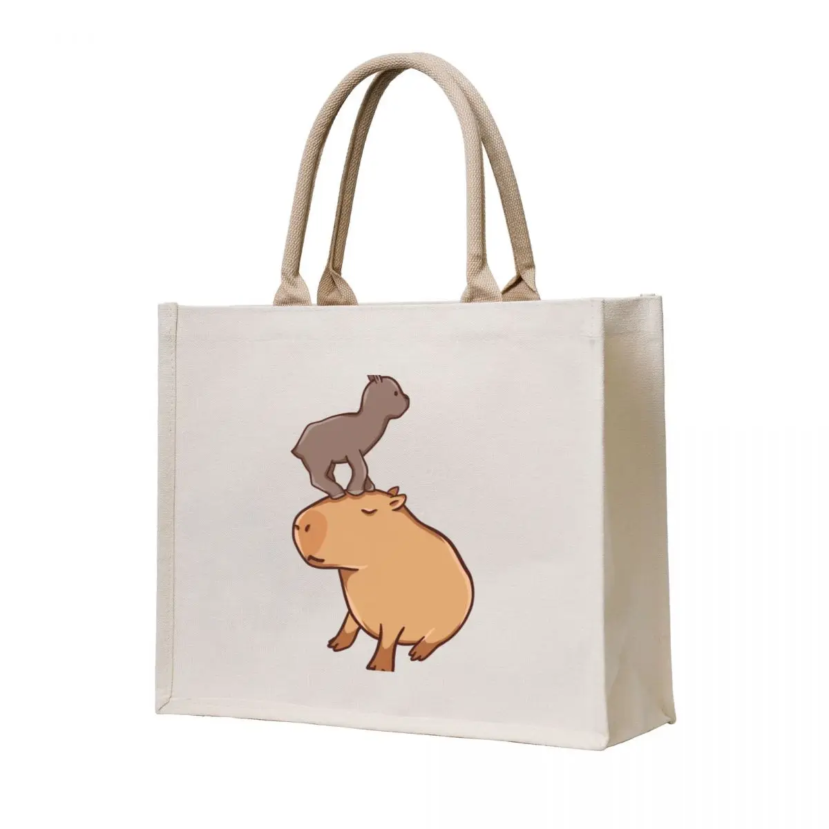 

Capybara with a baby goat Tote Bag custom bags Gift bag Big bag