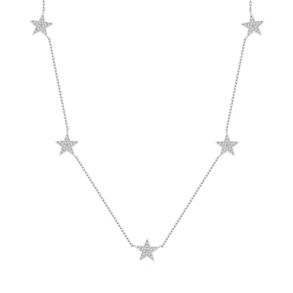 

New Sweet and Fresh Five Pointed Star Collar Chain Women's S925 Pure Silver Necklace Small and Versatile Fashion Fashion